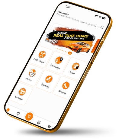 BBBring app interface showing food delivery and ride booking features in the Philippines